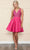 Poly USA 8954 - Sequin Bodice A-Line Homecoming Dress Cocktail Dresses XS / Hot Pink
