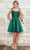 Poly USA 8958 - Bejeweled Satin A-Line Cocktail Dress Cocktail Dresses XS / Emerald