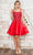 Poly USA 8958 - Bejeweled Satin A-Line Cocktail Dress Cocktail Dresses XS / Red