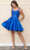 Poly USA 8958 - Bejeweled Satin A-Line Cocktail Dress Cocktail Dresses XS / Royal
