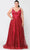 Poly USA W1004 - Sleeveless Plunging V-neck Formal Gown Prom Dresses 14W / Red