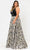 Poly USA W1012 - Sleeveless Jacquard Print Evening Gown Special Occasion Dress