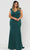 Poly USA W1022 - Sleeveless Plunging V-Neck Formal Dress In Green