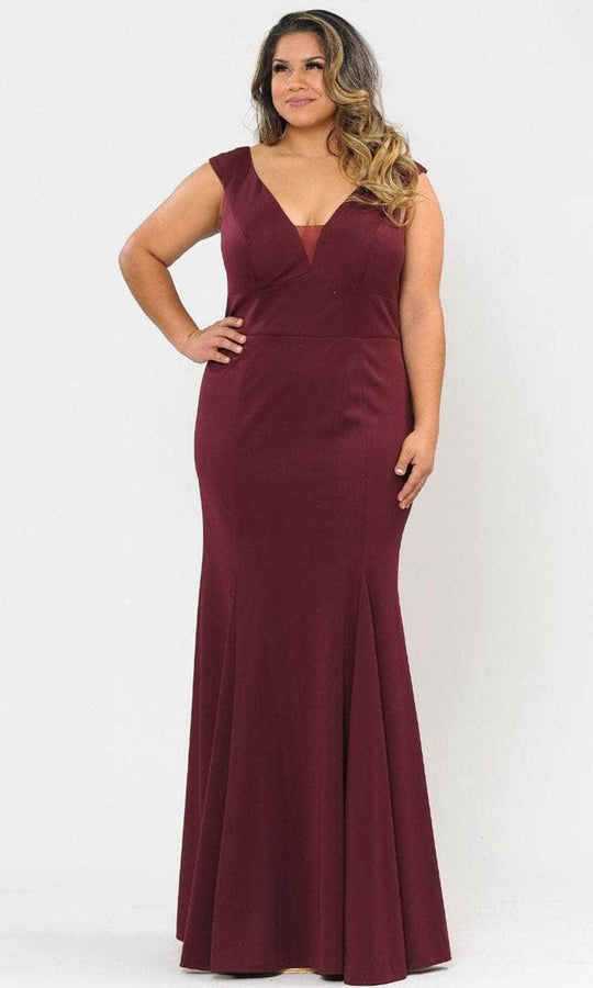 Poly USA W1022 - Sleeveless Plunging V-Neck Formal Dress