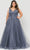 Poly USA W1024 - Sleeveless Glittered Semi-Ballgown Evening Dresses 14W / Gun Metal
