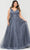 Poly USA W1024 - Sleeveless Glittered Semi-Ballgown In Gray