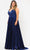 Poly USA W1032 - Sleeveless Deep V-neck Long Gown Prom Dresses 14W / Navy