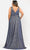 Poly USA W1036 - Plunging Neckline Metallic Glittered Dress Special Occasion Dress