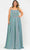 Poly USA W1038 - Square Neck Sleeveless A-Line Gown Special Occasion Dress 14W / Teal