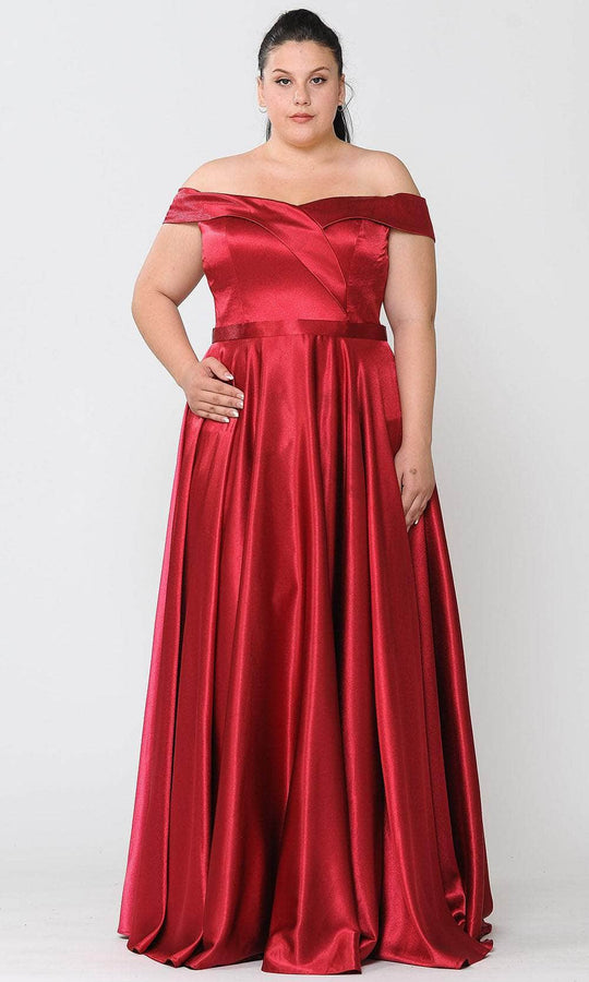 Poly USA W1058 - Off-shoulder Semi-sweetheart Evening Gown
