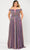 Poly USA W1060 - Iridescent Cold Shoulder Bodice Formal Dress Evening Dresses 14W / Red/Purple