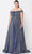 Poly USA W1060 - Iridescent Cold Shoulder Bodice Formal Dress Evening Dresses 14W / Royal