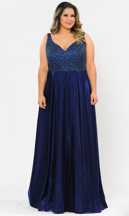 Poly USA W1066 - Beaded Bodice A-Line Evening Gown