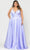 Poly USA W1070 - Plunging V-Neck Sleeveless Formal Gown Evening Dresses 14W / Lilac