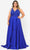 Poly USA W1074 - Lace Bodice A-Line Evening Dress Prom Dresses 14W / Royal