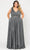 Poly USA W1082 - Sleeveless Plunging V-neck Formal Gown In Black/Silver