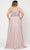 Poly USA W1082 - Sleeveless Plunging V-neck Formal Gown In Pink