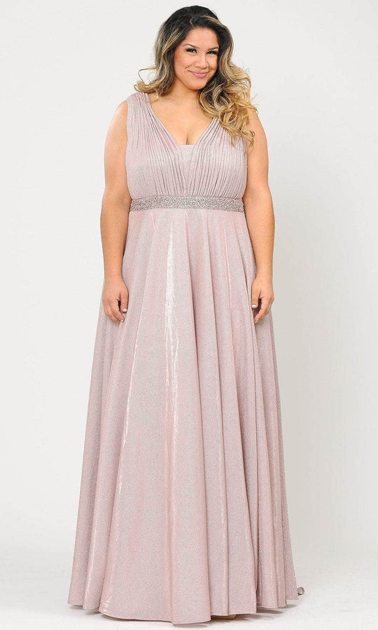 Poly USA W1082 - Sleeveless Plunging V-neck Formal Gown