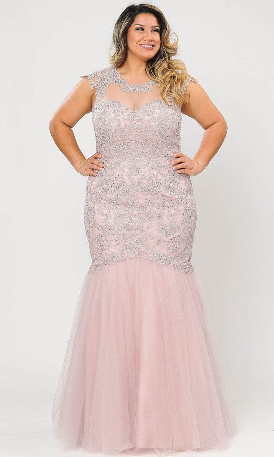 Poly USA W1084 - Sleeveless Jewel Neck Formal Gown