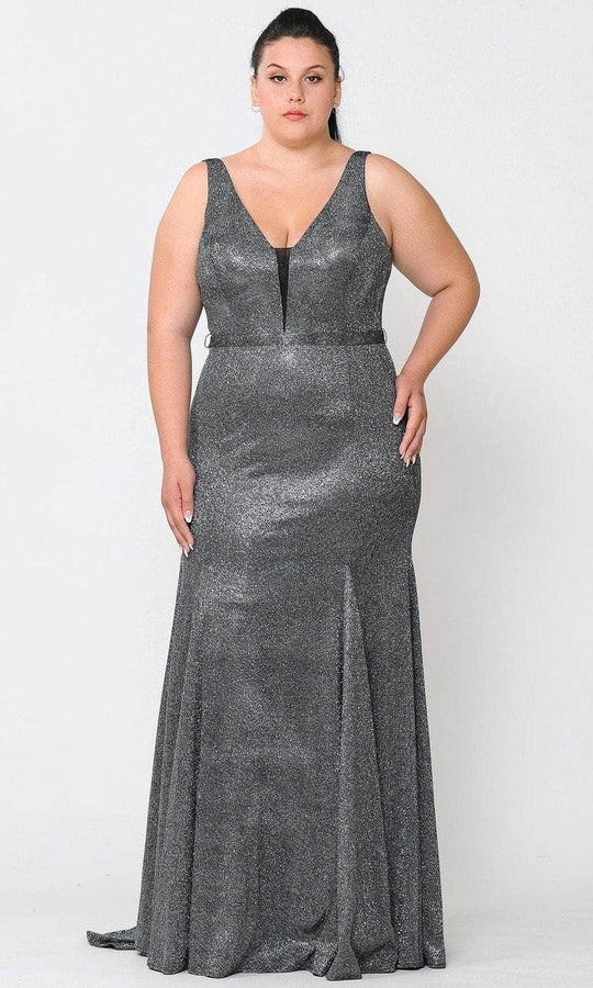 Poly USA W1086 - Metallic Trumpet Evening Gown