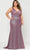 Poly USA W1086 - Metallic Trumpet Evening Gown Prom Dresses 14W / Magenta