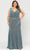 Poly USA W1086 - Metallic Trumpet Evening Gown Prom Dresses 14W / Teal