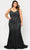 Poly USA W1090 - Beaded Lace Trumpet Evening Gown Prom Dresses 14W / Black