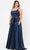 Poly USA W1094 - Sleeveless Straight Across Neck Long Gown Prom Dresses 14W / Navy