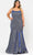 Poly USA W1102 - Square Neck Metallic Evening Gown Prom Dresses 14W / Royal