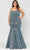 Poly USA W1102 - Square Neck Metallic Evening Gown Prom Dresses 14W / Teal