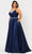 Poly USA W1106 - Plunging Mikado A-Line Evening Gown Prom Dresses