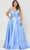 Poly USA W1108 - Deep V-Neck Mikado Evening Gown Prom Dresses 14W / Periwinkle