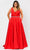 Poly USA W1108 - Deep V-Neck Mikado Evening Gown Prom Dresses 14W / Red