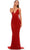 Portia and Scarlett GLISTEN - Plunging Back Sheath Prom Dress Special Occasion Dress 0 / Red