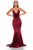 Portia and Scarlett - PS1934 Deep V-Neck Trumpet Dress With Train Prom Dresses 0 / Deep Red
