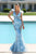 Portia and Scarlett PS1986 - Feather Ornate Paneled Prom Dress Prom Dresses 0 / Blue