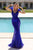 Portia and Scarlett PS1986 - Feather Ornate Paneled Prom Dress Prom Dresses 0 / Cobalt