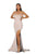 Portia and Scarlett PS2026 - Feather Trimmed Prom Dress with Slit Prom Dresses