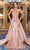 Portia and Scarlett - Ps21040 Plunging Glitter Overskirt Gown Special Occasion Dress 18 / Rose Gold