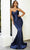 Portia and Scarlett PS21279 - Pleat-Ornate Mermaid Prom Dress Special Occasion Dress 0 / Navy