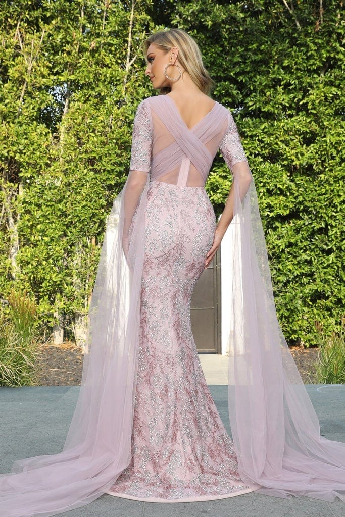 Enchanting Feathered Crop Top and Beaded Sheath Dress by Portia and Scarlett