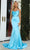 Portia and Scarlett - Ps22325 Cowl Style Illusion Cutout Gown Special Occasion Dress 18 / Aqua