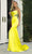 Portia and Scarlett - Ps22325 Cowl Style Illusion Cutout Gown Special Occasion Dress 18 / Yellow