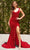 Portia and Scarlett - Ps22711 V Neck Slit Beaded Long Gown Evening Dresses 18 / Red