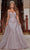 Portia and Scarlett - PS22912 Plunging Neck Embellished Gown Prom Dresses 0 / Mauve Silver