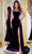 Portia and Scarlett PS23030 - Bejeweled Velvet Evening Gown Special Occasion Dress 0 / Navy