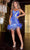 Portia and Scarlett PS23109 - Feather Trimmed Sequin Cocktail Dress Special Occasion Dress 0 / Cobalt