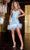 Portia and Scarlett PS23109 - Feather Trimmed Sequin Cocktail Dress Special Occasion Dress 0 / Light Blue