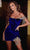 Portia and Scarlett PS23150 - Fringed Velvet Sheath Cocktail Dress Special Occasion Dress 0 / Cobalt/Ab