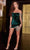 Portia and Scarlett PS23150 - Fringed Velvet Sheath Cocktail Dress Special Occasion Dress 0 / Emerald